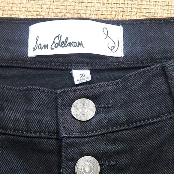 Sam Edelman Codie High Rise Wide Leg Ankle Jeans Size‎ 30 Black Denim Button NWT - Picture 4 of 11